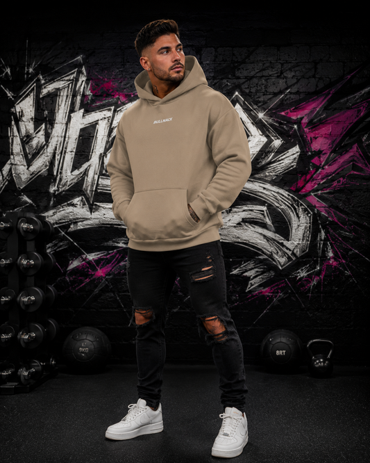 BULLNACK GANG Fluffy Hoodie Beige - Fluffy Boxcut Hoodie