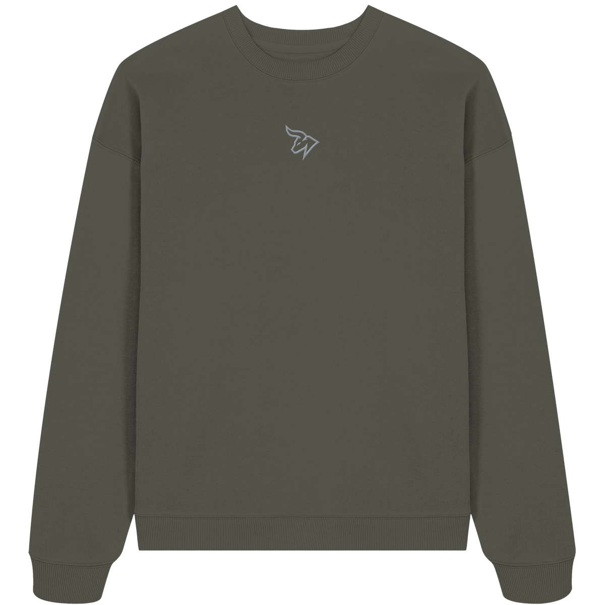 BULLNACK Oversized Sweater - Icon gestickt khaki