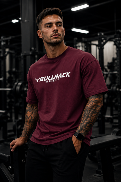 BULLNACK Regular Shirt - The Mind Believes - burgundy - Organic Shirt
